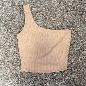 One-Shoulder Tan Women's Top